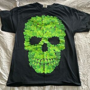 🍀 Men's Green Clover Skull Graphic Tee St Patrick's Day Irish Alternative Size